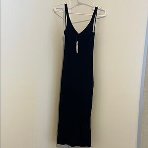 Nwt Abercrombie & Fitch Black Ribbed V-Neck Maxi Slip Dress